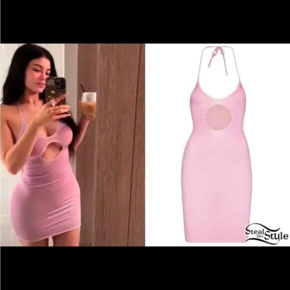 Isa Boulder NWT Cut Out Pull-away Knitted Mini Halter Dress in Yam XS MSRP $550 - Picture 8 of 8